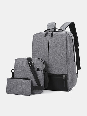Menico Oxford 3-Piece USB Laptop Backpack