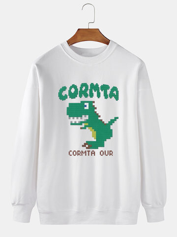 Cartoon Dinosaur Letter Print Sweatshirts