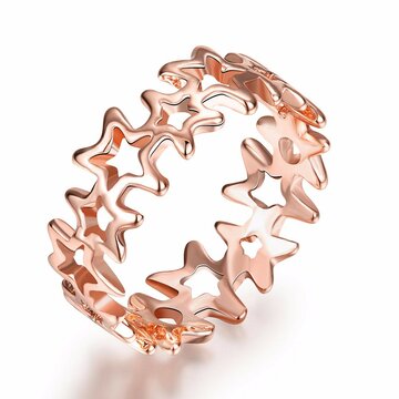 Кольцо Simple Женское из розового золота с полой звездой
