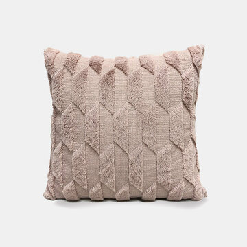 Geometric Plush Solid Color Pillow Bedroom Sofa Cushion Room Living Square Pillowcase