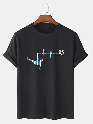 Football Figure Print T-Shirts