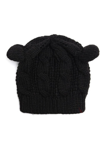 Cute Cat Ear Devil Slouch Beanie Hat Crochet Knitted  Braided Winter Warm Cap
