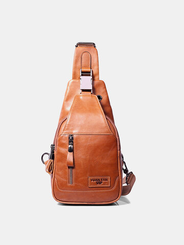 Ekphero Men Genuine Leather Shoulder Bag Vintage Chest Bags