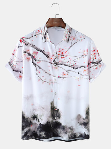 Allover Chinese Painting Print Shirts