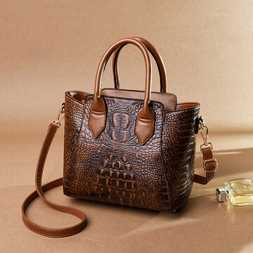 Women Crocodile Pattern PU Leather Handbag
