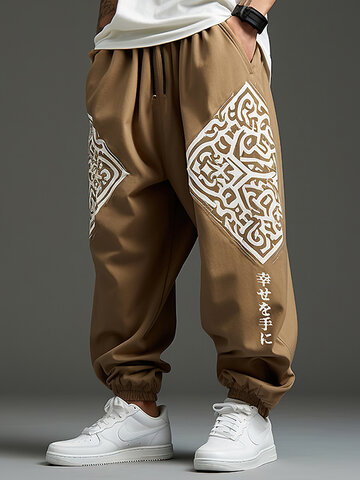 Pantalon ample graphique japonais