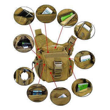 

Waterproof Nylon Camera Bag Crossbody Bag, Khaki black army green camouflage sand camo acu jungle