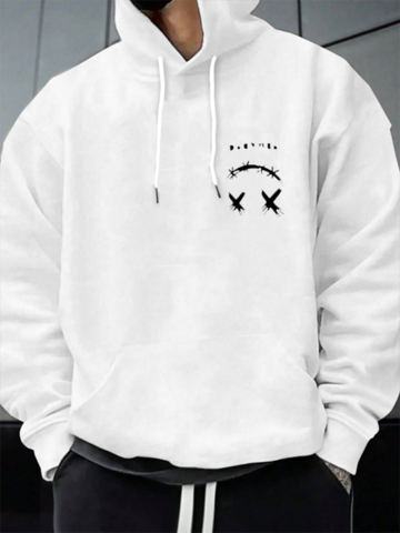 Smile Face Chest Print Hoodies