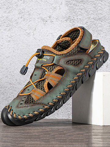 Men Hand Stitching Leather Casual Sandals