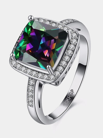 Кольцо в стиле ретро Женское со стразами, радужное циркониевое кольцо