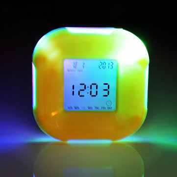 

Multifunction LED Digital 4 Side Change Clock Calendar Timer Temperature Alarm Clock, Yellow white