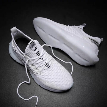 Men Breathable Knitted Fabric Lightweight Sneakers
