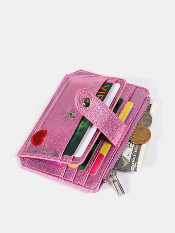 Laser Embroidery Buckle Zipper Coin Purse Card Holder 