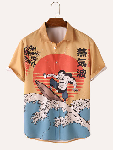 Figur Welle Ukiyoe Print Shirts