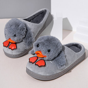 Unisex Kids Cute Fluffy Little Duck Closed Toe Home Slippers