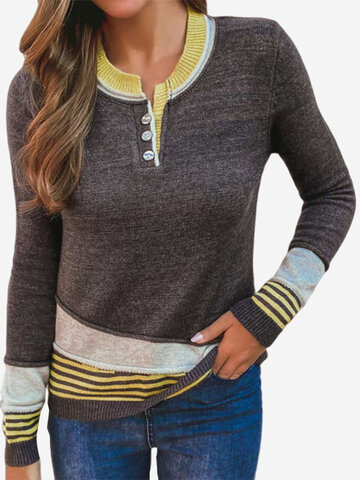 Patch Striped Sweater