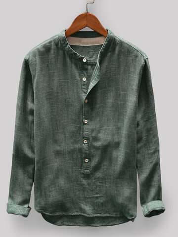 Cotton Vintage Solid Henley Shirt