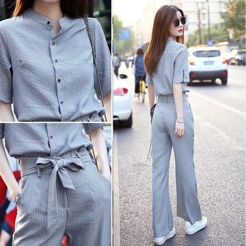 

New Suit Women's Fashion Temperament Casual Fall Feeling Wide Leg Pants Foreign Gas Age Two Sets Of Goddess Fan