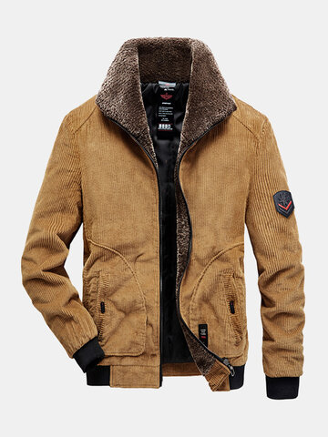 Corduroy Plush Lapel Warm Jacket