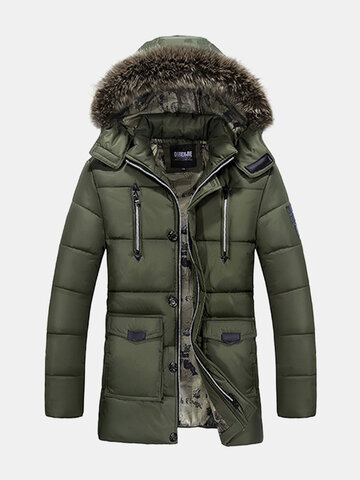 

Winter Outdoor Thicken Warm Multi Pockets Detachable Hood Jacket For Men, Army green khaki black dark coffee light coffee