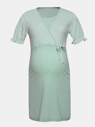 स्ट्राइप्ड लूज पायजामा नर्सिंग ड्रेस