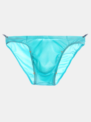 

Thin Transparents Seamless Ice Silk Underwear 3D Pouch Design Elastic Brief for Men, Black white gray light blue royal blue