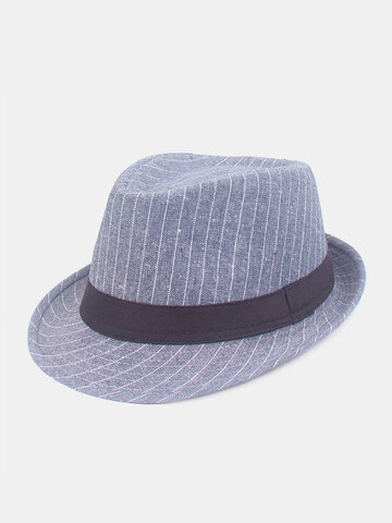Men Cotton Striped Top Hats Flat Hats