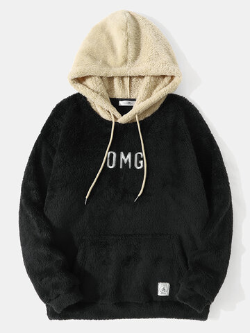 Letter Embroidered Plush Hoodies