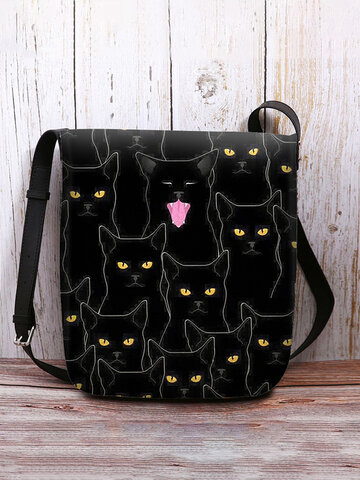 Black Cats Pattern Crossbody Bag
