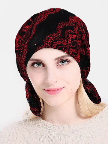 Lace Printing Chemotherapie Cap Knitting Cutout Hats