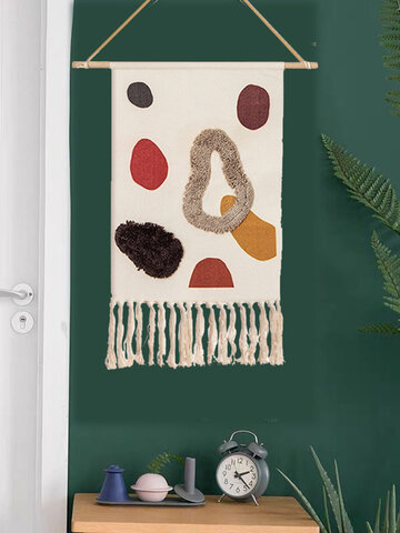 Ручной тканый гобелен с кисточками для дома, украшение в скандинавском стиле Коробка, подвесной фон, ткань для спальни