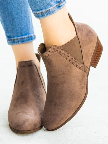 Suede Pointed Toe Elastic Chelsea Boots