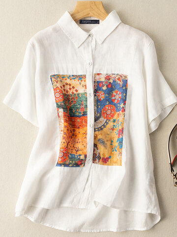 Flower Painted Loose Casual Shirt