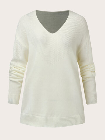 Casual Knitted Drop Shoulder Sweater
