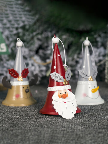Campanella natalizia in ferro battuto con corno di Babbo Natale