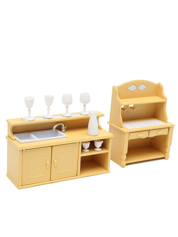 Kitchen Cabinets Set for Families Calico Critters Dolls