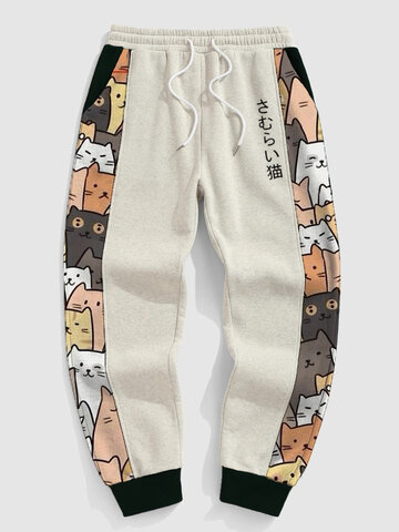 Японские лоскутные спортивные штаны Кот