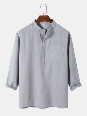 7 Color Linen Henley Shirts