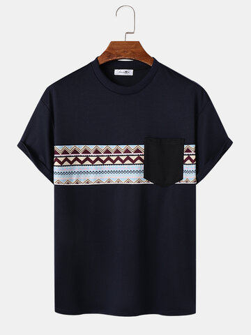 Chevron Pattern Stitching T-Shirts