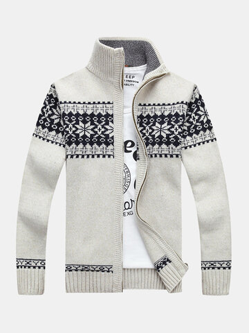 Tribal Style Zipper Sweater Cardigan