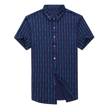 

Season New Young Men's Short-sleeved Shirt Casual Fashion Striped Half-sleeve Trend Men's Shirt