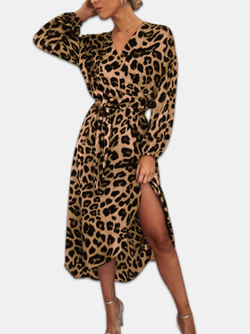 Leopard Print Belted Dress 