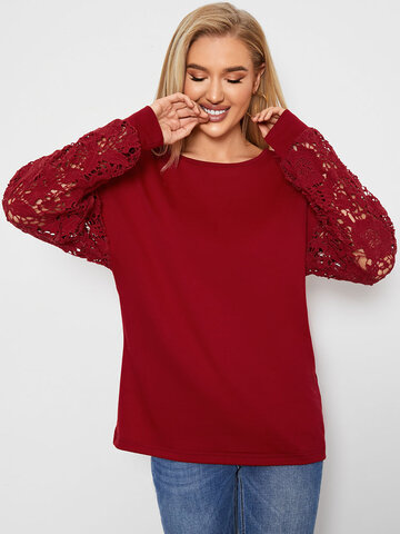 Solid Lace Patchwork T-shirt