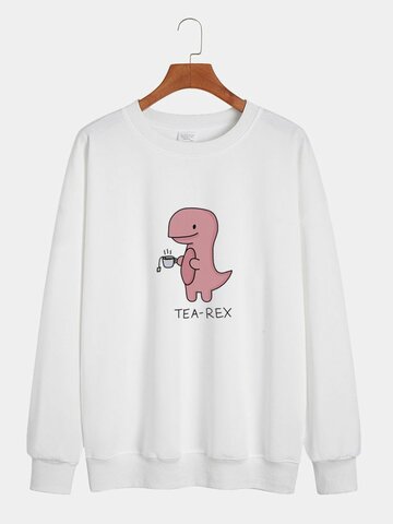 Cartoon Dinosaur Print Sweatshirts