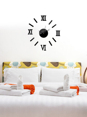 DIY Luxury 3D Mirror Wall Clock Art Decor Sticker Mute Wall Clock