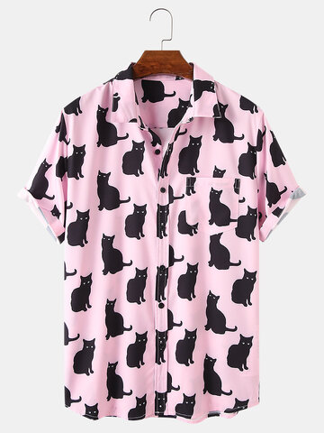 Black Cat Allover Print Shirts