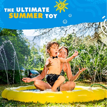 ODIKALA Splash Pad Sprinkler Swimming Pool for Kids Summer Outdoor Water Sprinkler Backyard Fountain Pool for Toddlers Boys Girls 3-in-1 Wading Pool 62 Inflatable Water Play Toys 