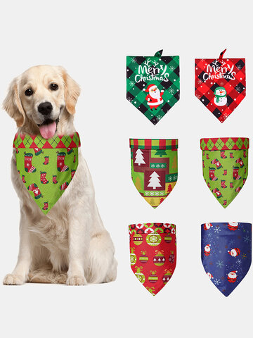 6 Pcs Christmas Pet triangle Scarf Pet Saliva Towel Double-Sided Dog Bandana Scarf Pet Supplies