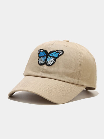Unisex Cotton Butterfly Embroidered Couple Baseball Cap