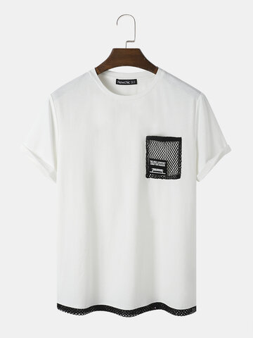Patchwork Fishnet White T-Shirt